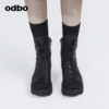 odbo欧迪比，欧原创设计高级感厚底增高牛皮马丁靴女夏季