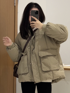 棉袄2023韩系温柔风卡其色棉衣棉服面包服女加厚冬季外套