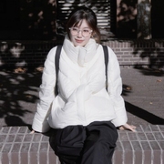韩系奶fufu90白鸭绒(白鸭绒，)羽绒服女短款2023冬季小个子立领加厚外套