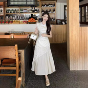 中式国风高品质改良新中式连衣裙女夏季镂空气质国风修身长裙