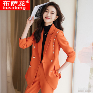 橙色西装外套女秋冬气质，职业装正装时尚名媛高级感西服套装工作服