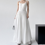 白色吊带裙连衣裙女夏季打底裙修身长裙，背心裙高个子早春裙子