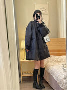 韩版蝙蝠袖羽绒服女2023冬设计师，简约宽松90白鸭绒(白鸭绒)保暖外套女