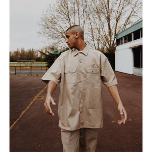 Dickies1574 美版夏季嘻哈西海岸大码上衣纯色工装衬衫短袖男