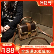 香港品牌真皮女包2023设计感链条手提小方包时尚(包时尚)单肩斜挎小包