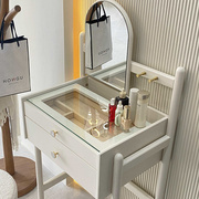 轻奢风梳妆台卧室现代简约收纳柜一体北欧小型白色化妆台书桌
