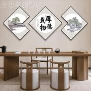 新中式客厅装饰画三联山水，字画办公室书房格局茶室墙壁画
