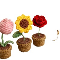 花束毛线diy材料包太阳(包太阳，)玫瑰钩针，简单编织盆栽朵摆件礼物代货