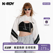 NERDY2024春季女士超短款连帽罩衫卫衣潮流百搭运动长袖上衣