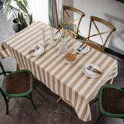 色织条纹桌布创意长方形现代家居布艺田园棉麻餐桌布欧式