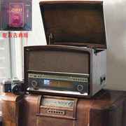 畅销欧美木质蓝牙黑胶，唱机lp黑胶电唱机，留声机复古cd机收音机磁带