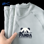 回力速干短袖男夏季薄款宽松熊猫青少年运动上衣男士冰丝t恤男款
