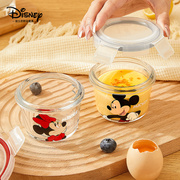 迪士尼宝宝辅食盒保鲜碗玻璃便当饭盒微波炉加热专用密封可蒸煮