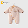 童泰新生儿连体衣秋冬婴儿衣服，0-6月宝宝偏开系带，加厚棉服外出服
