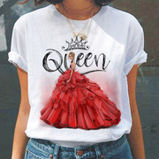 Queen T-Shirt女王印花图案潮百搭显白大码字母T恤女休闲