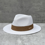 精致单色草编礼帽男女夏季优雅爵士帽巴拿马型英伦沙滩遮阳帽草帽