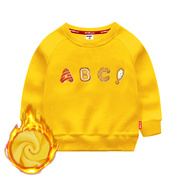 新年衣服儿童卫衣冬款加厚黄色橙色男女童宝宝春秋款纯棉卡通字母