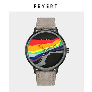 FEYERT彩虹艺术设计ins风酷简约撞色个性大气潮流手表大表盘女