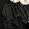黑色竖条纹短裤男夏季竖条，男士休闲裤松紧腰，黑白条纹西装裤子男款