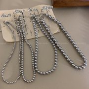 高级感灰色珍珠项链~复古轻奢时髦2024毛衣，链颈链配饰女