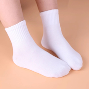 儿童白色袜子纯棉春秋季无骨袜子学生，中筒袜运动男童袜子女童短袜