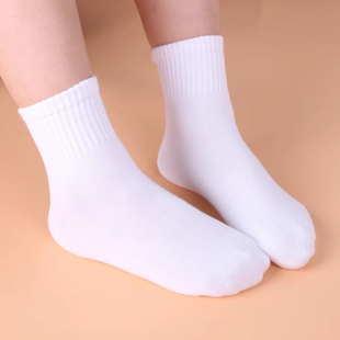 儿童白色袜子纯棉春夏款无骨袜子，学生中筒袜，运动男童袜子女童短袜