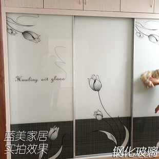 衣柜推拉门柜门定制移门钢化玻璃壁橱，滑动高光多层实木板现代简约