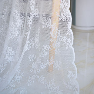 高端白色蕾丝布料窗帘，纱窗婚礼纱幔网纱甜品台道具面料布料