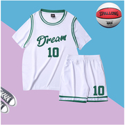 篮球服套装定制男短袖团购白色，比赛球衣女半袖，篮球衣学生队服印字