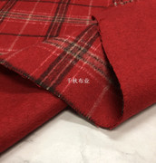 大红色加厚羊绒双面 大衣毛毛裙子外套面料呢顺格子秋冬布料