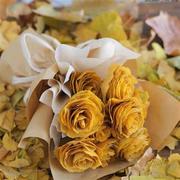银杏叶花束材料包装纸树叶成品干花银杏树叶玫瑰花制作工具