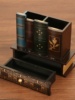 美式复古木质创意笔筒个性学生桌面收纳盒时尚家居书房摆件装饰