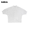 indicia 白色纯棉衬衫上衣蝙蝠袖短袖衬衣女夏季时尚标记女装