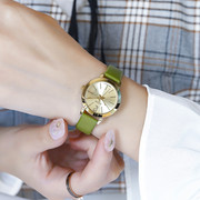 聚利时简约女表小清新绿色皮带时装表韩版复古女士手表学生表