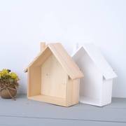 地中海zakka做旧木盒实木，小房子收纳盒创意家居装w饰搁板置物