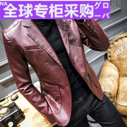 日本2022秋季男式真皮皮衣，韩版修身西装，领皮夹克外套绵羊