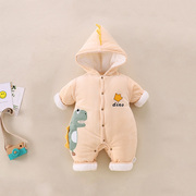 婴儿秋冬款夹棉加厚外出连体衣服卡通造型可爱超萌0-6月外套1-3岁