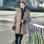 冬季藏装女中长款外套貂毛，西藏服民族，风休闲藏式加绒风衣藏族服装