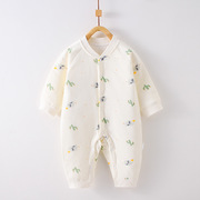 婴儿连体衣秋冬40g薄棉衣服宝宝，夹棉哈衣爬服纯棉，连身冬季打底衣