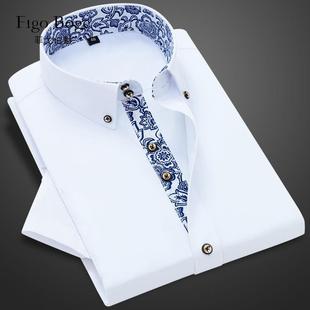夏季男士双丝光棉长袖，高端品牌白色衬衫休闲免烫，纯棉商务短袖衬衣
