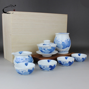 贵和祥景德镇茶具套组 手绘青花瓷器 功夫茶具套装组合莲蓬盖碗组