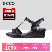 ecco爱步女鞋时尚坡跟，搭扣防滑露趾潮流，优雅t字带凉鞋250133