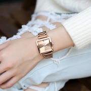 guou手表时尚简约钢带，表刻度石英表款，手表防水古欧女方形