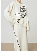 周里物白色秋季高级感套装女款立体玫瑰2023长袖上衣两件套裙