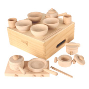 木质原木仿真餐具茶杯厨具套装，儿童过家家做饭体验店下午茶玩具