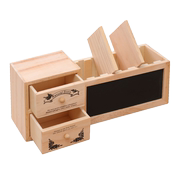 木质黑板多功能笔筒小学生创意高档桌面杂物收纳盒带双层抽屉白板