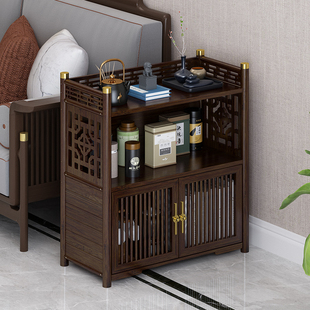 新中式博古架茶叶柜收纳架茶具茶碗普洱展示架茶台边柜茶室置物架