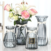 四件套欧式简约玻璃花瓶透明水养，富贵竹鲜花花瓶客厅插花摆件