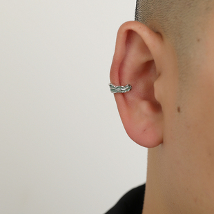 Yijian s925纯银耳夹无需耳洞男女通用个性肌理不规则小众设计ins