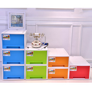 单层抽屉组合式收纳柜彩色塑料衣服储物盒学校教室收纳箱整理